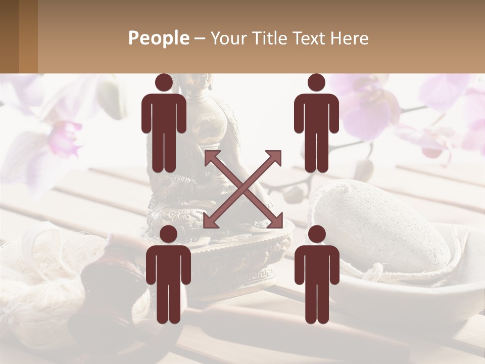 A Buddha Statue Sitting On Top Of A Wooden Table PowerPoint Template