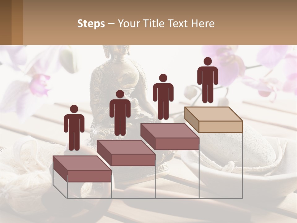 A Buddha Statue Sitting On Top Of A Wooden Table PowerPoint Template