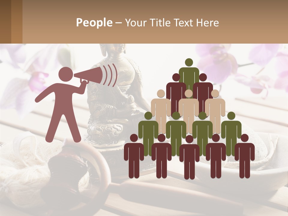 A Buddha Statue Sitting On Top Of A Wooden Table PowerPoint Template
