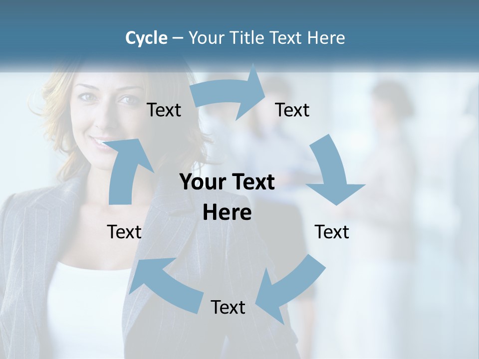 A Woman In A Business Suit Standing In Front Of A Group Of People PowerPoint Template