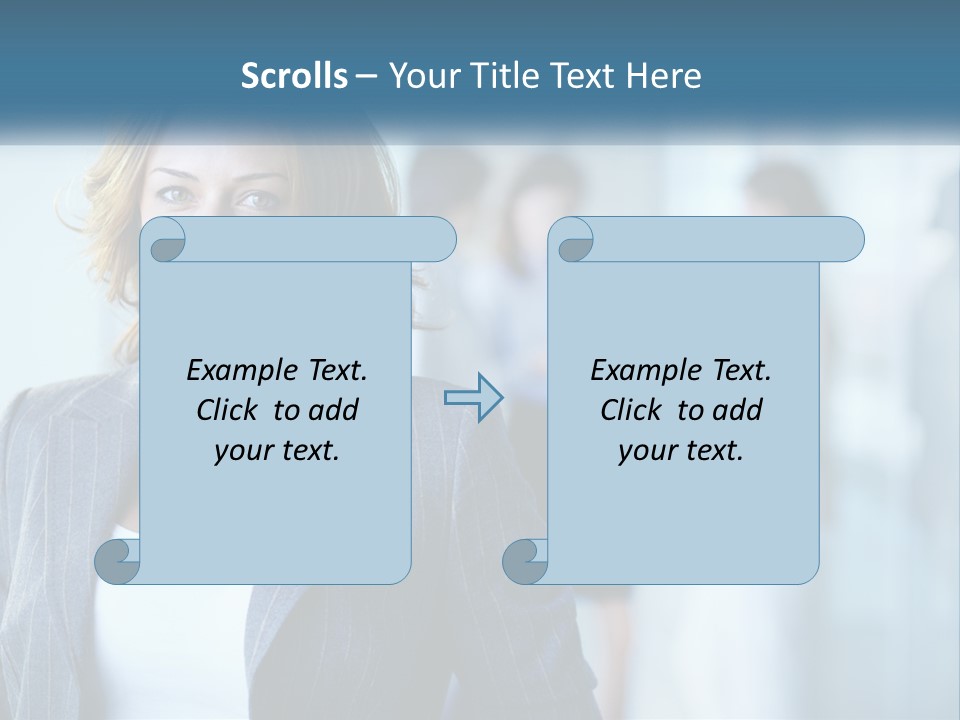 A Woman In A Business Suit Standing In Front Of A Group Of People PowerPoint Template