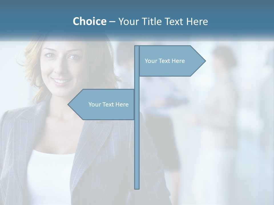 A Woman In A Business Suit Standing In Front Of A Group Of People PowerPoint Template