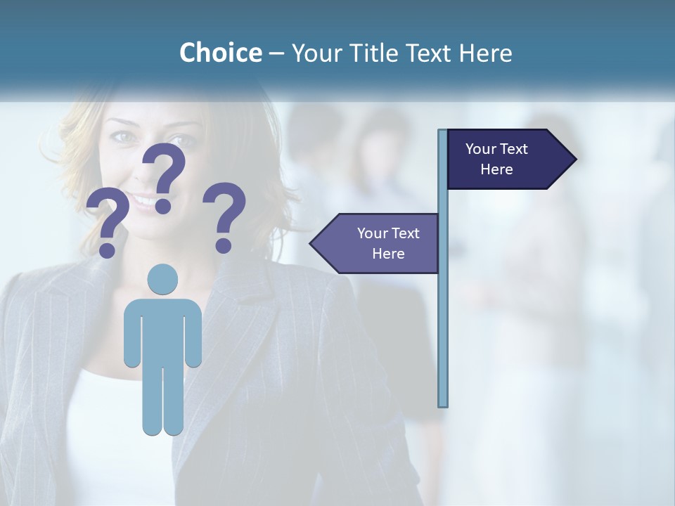 A Woman In A Business Suit Standing In Front Of A Group Of People PowerPoint Template