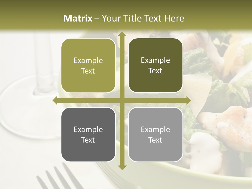A Green Bowl Filled With Salad Next To A Glass Of Wine PowerPoint Template