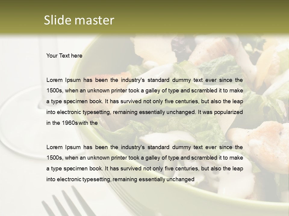 A Green Bowl Filled With Salad Next To A Glass Of Wine PowerPoint Template