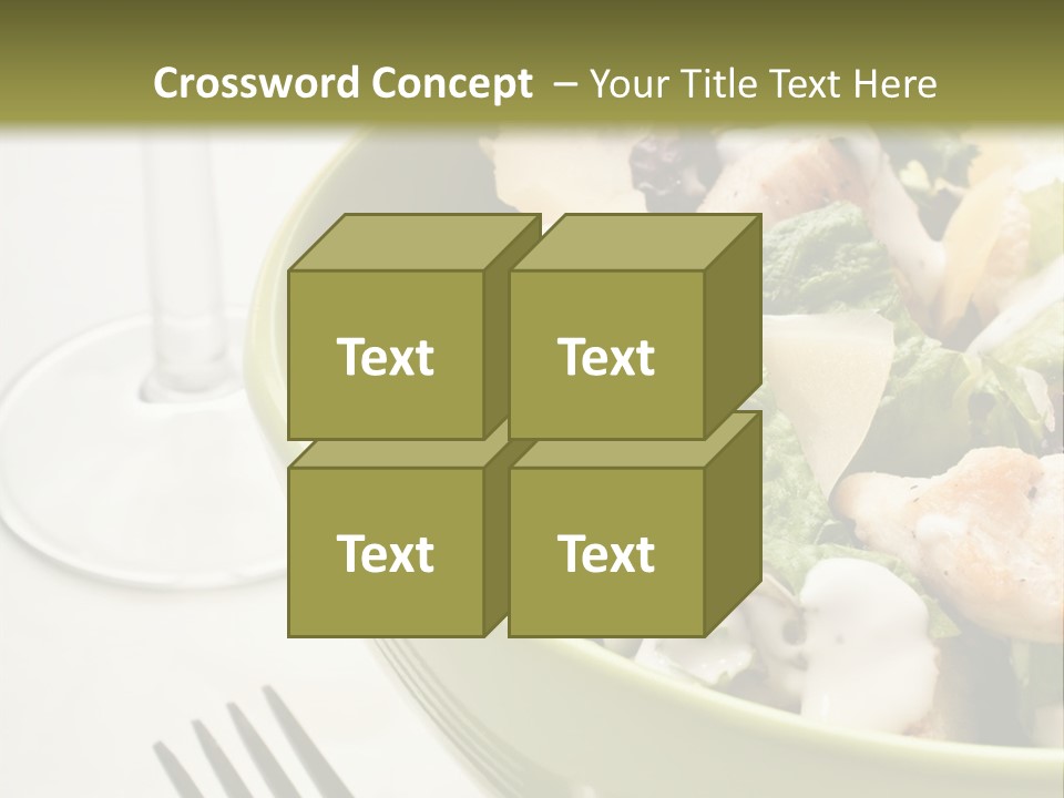 A Green Bowl Filled With Salad Next To A Glass Of Wine PowerPoint Template