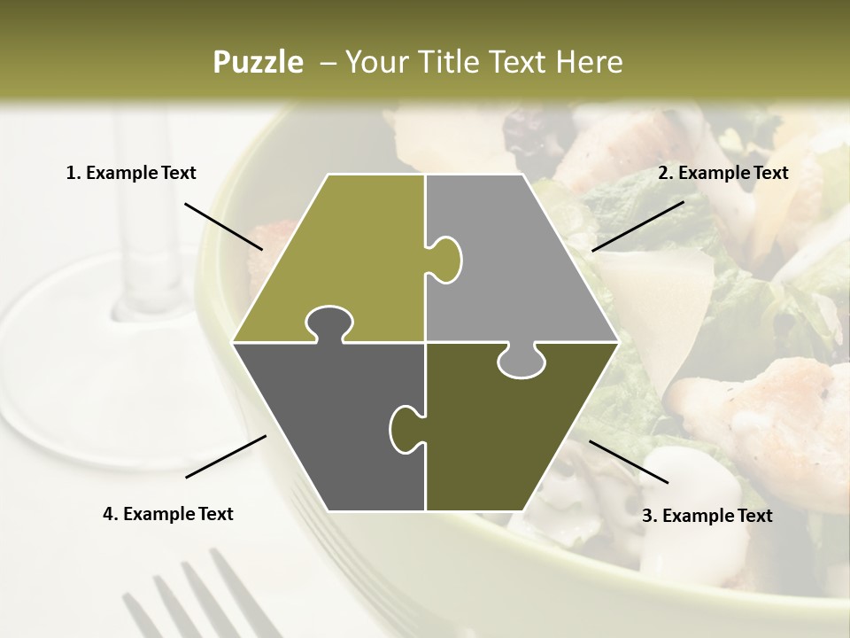 A Green Bowl Filled With Salad Next To A Glass Of Wine PowerPoint Template