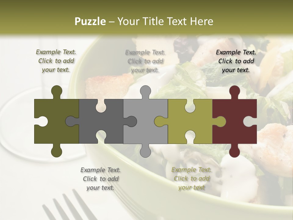 A Green Bowl Filled With Salad Next To A Glass Of Wine PowerPoint Template