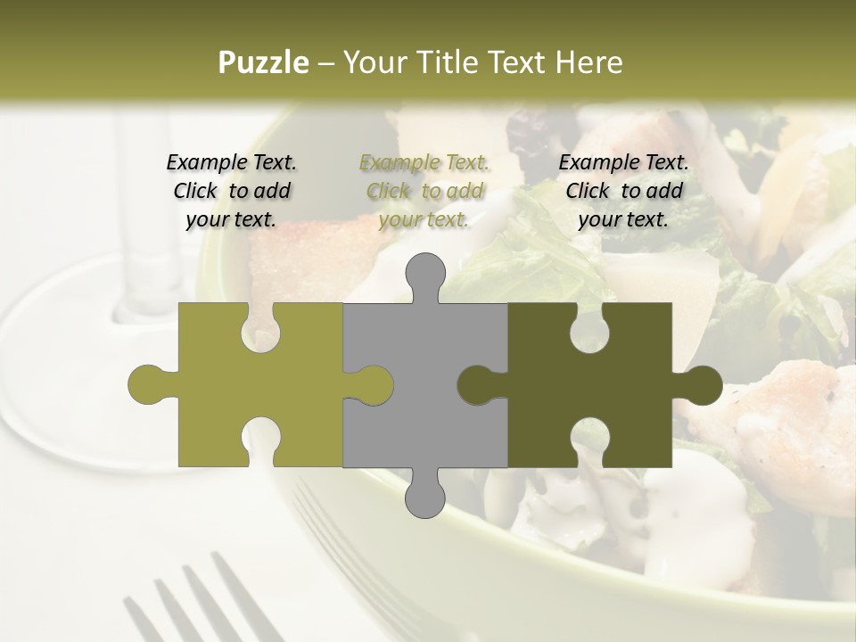 A Green Bowl Filled With Salad Next To A Glass Of Wine PowerPoint Template
