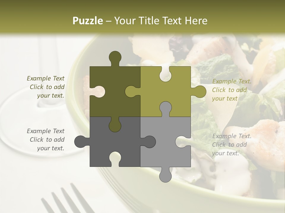 A Green Bowl Filled With Salad Next To A Glass Of Wine PowerPoint Template