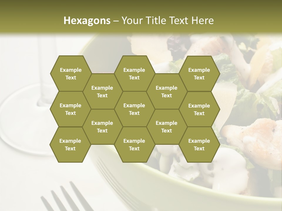 A Green Bowl Filled With Salad Next To A Glass Of Wine PowerPoint Template