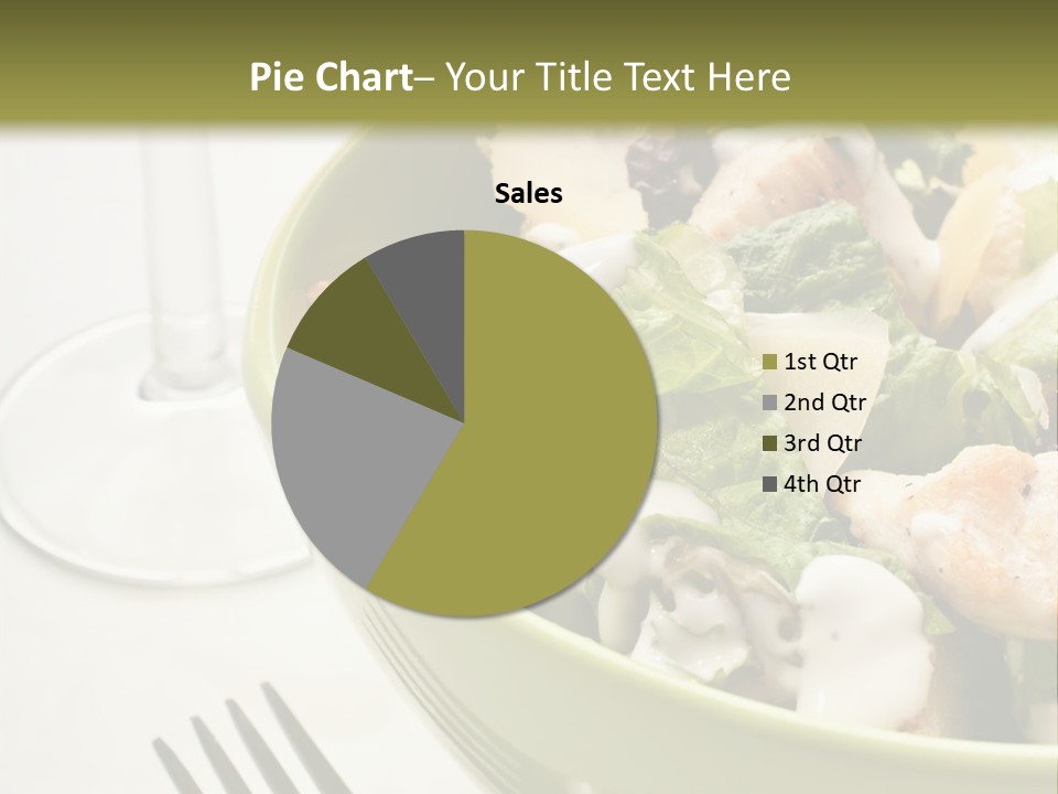 A Green Bowl Filled With Salad Next To A Glass Of Wine PowerPoint Template
