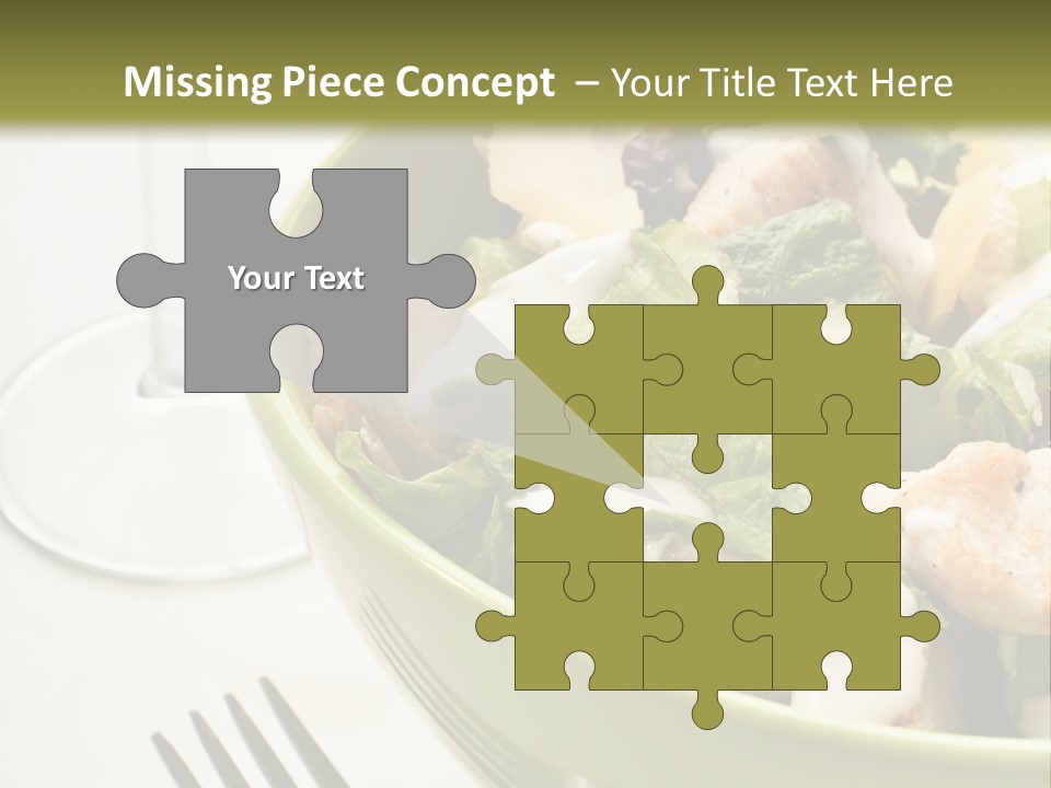 A Green Bowl Filled With Salad Next To A Glass Of Wine PowerPoint Template