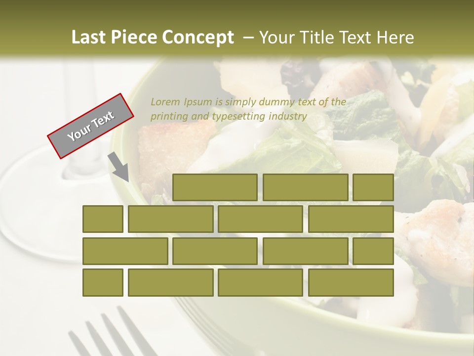 A Green Bowl Filled With Salad Next To A Glass Of Wine PowerPoint Template