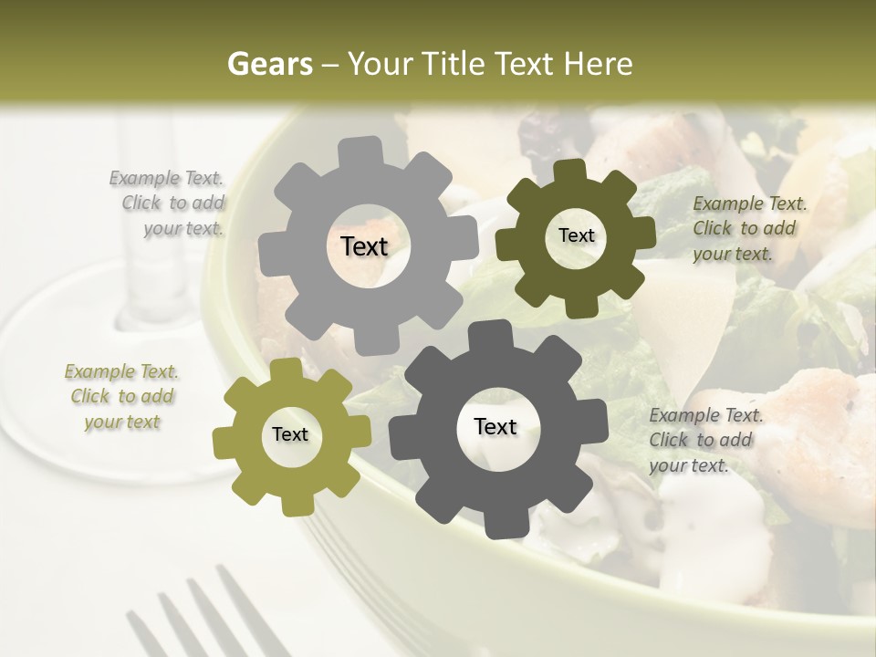 A Green Bowl Filled With Salad Next To A Glass Of Wine PowerPoint Template