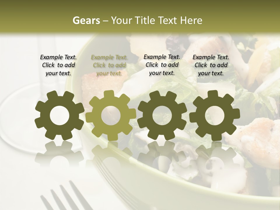 A Green Bowl Filled With Salad Next To A Glass Of Wine PowerPoint Template