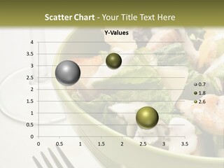 A Green Bowl Filled With Salad Next To A Glass Of Wine PowerPoint Template