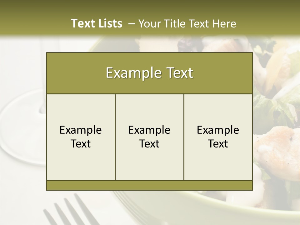 A Green Bowl Filled With Salad Next To A Glass Of Wine PowerPoint Template