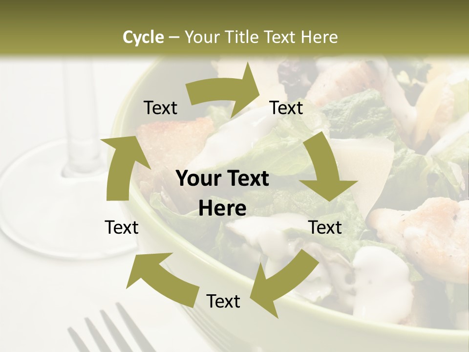 A Green Bowl Filled With Salad Next To A Glass Of Wine PowerPoint Template