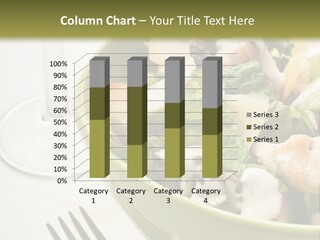 A Green Bowl Filled With Salad Next To A Glass Of Wine PowerPoint Template