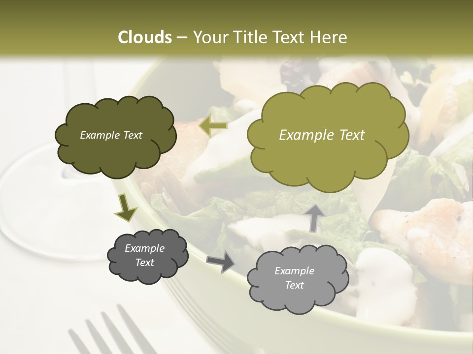 A Green Bowl Filled With Salad Next To A Glass Of Wine PowerPoint Template