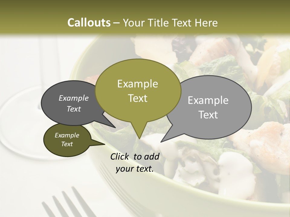 A Green Bowl Filled With Salad Next To A Glass Of Wine PowerPoint Template