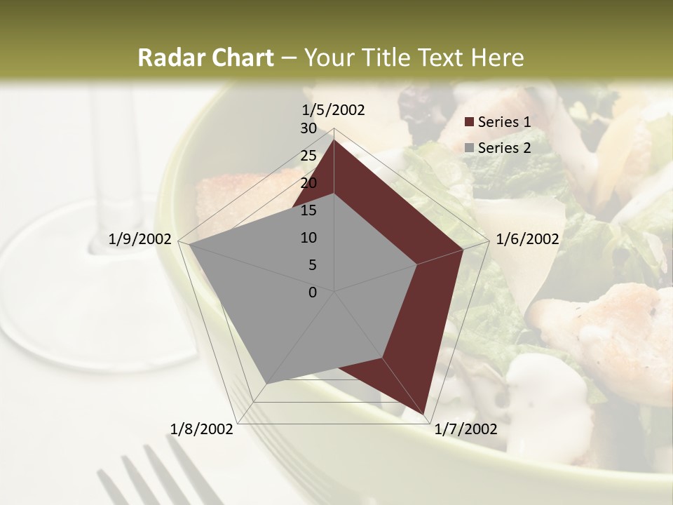 A Green Bowl Filled With Salad Next To A Glass Of Wine PowerPoint Template
