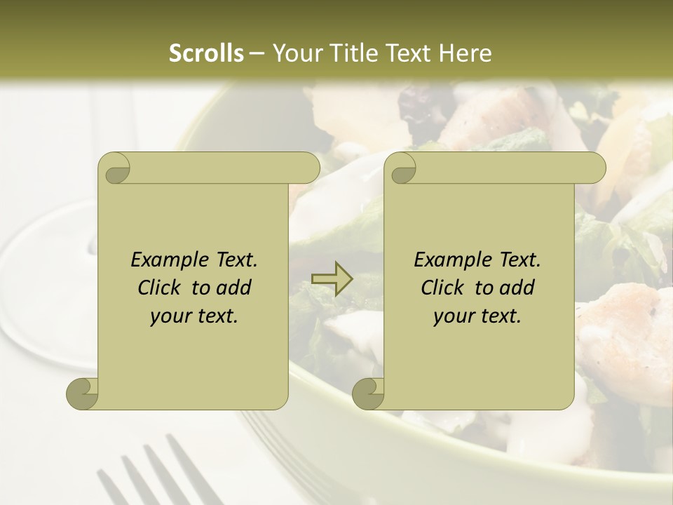 A Green Bowl Filled With Salad Next To A Glass Of Wine PowerPoint Template