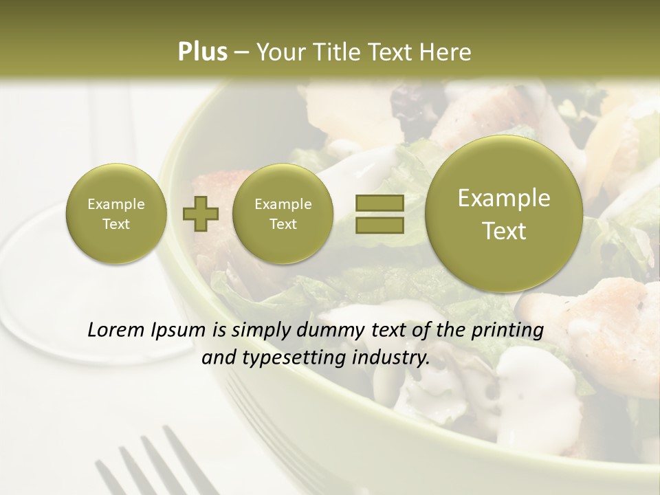 A Green Bowl Filled With Salad Next To A Glass Of Wine PowerPoint Template