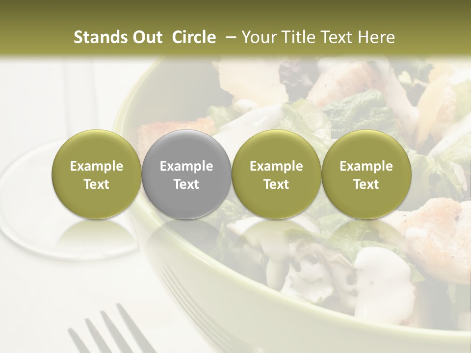 A Green Bowl Filled With Salad Next To A Glass Of Wine PowerPoint Template