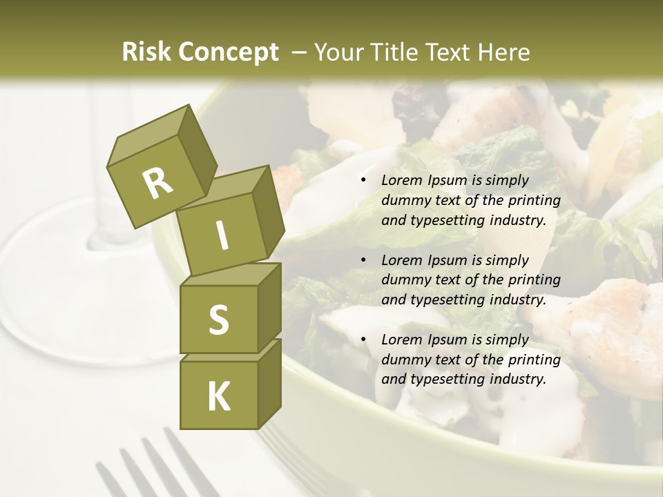 A Green Bowl Filled With Salad Next To A Glass Of Wine PowerPoint Template