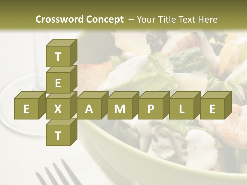 A Green Bowl Filled With Salad Next To A Glass Of Wine PowerPoint Template
