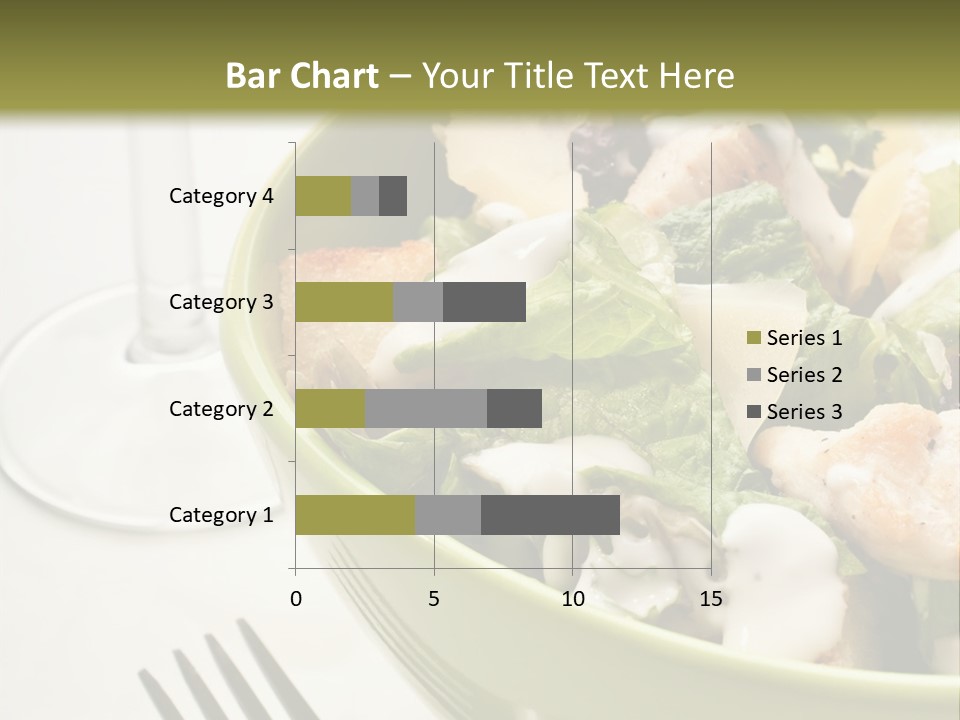 A Green Bowl Filled With Salad Next To A Glass Of Wine PowerPoint Template