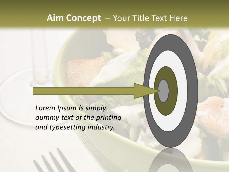A Green Bowl Filled With Salad Next To A Glass Of Wine PowerPoint Template