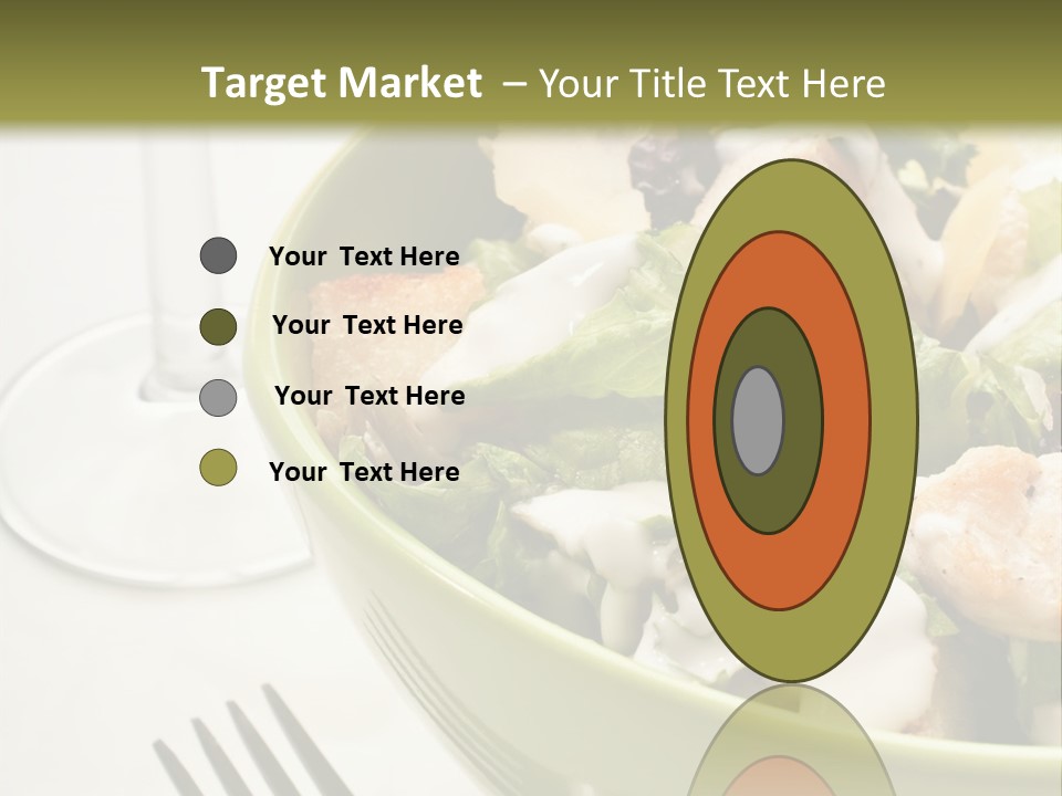 A Green Bowl Filled With Salad Next To A Glass Of Wine PowerPoint Template