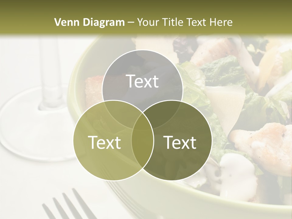 A Green Bowl Filled With Salad Next To A Glass Of Wine PowerPoint Template