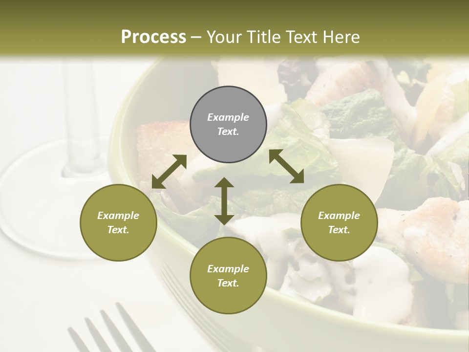 A Green Bowl Filled With Salad Next To A Glass Of Wine PowerPoint Template