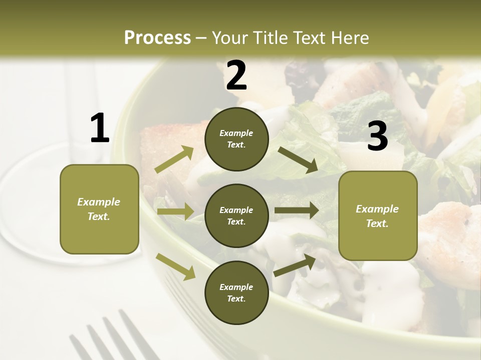 A Green Bowl Filled With Salad Next To A Glass Of Wine PowerPoint Template