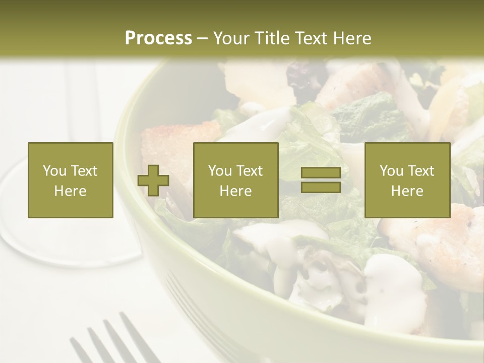 A Green Bowl Filled With Salad Next To A Glass Of Wine PowerPoint Template
