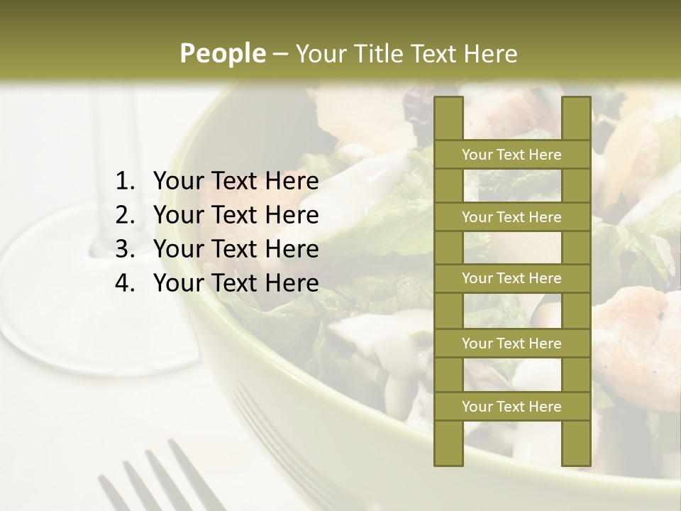 A Green Bowl Filled With Salad Next To A Glass Of Wine PowerPoint Template