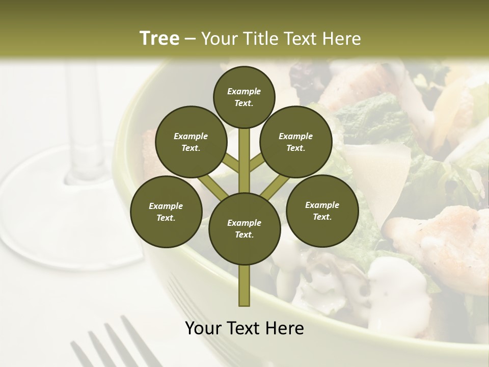 A Green Bowl Filled With Salad Next To A Glass Of Wine PowerPoint Template