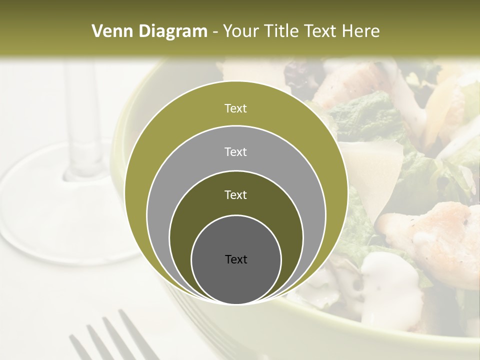 A Green Bowl Filled With Salad Next To A Glass Of Wine PowerPoint Template