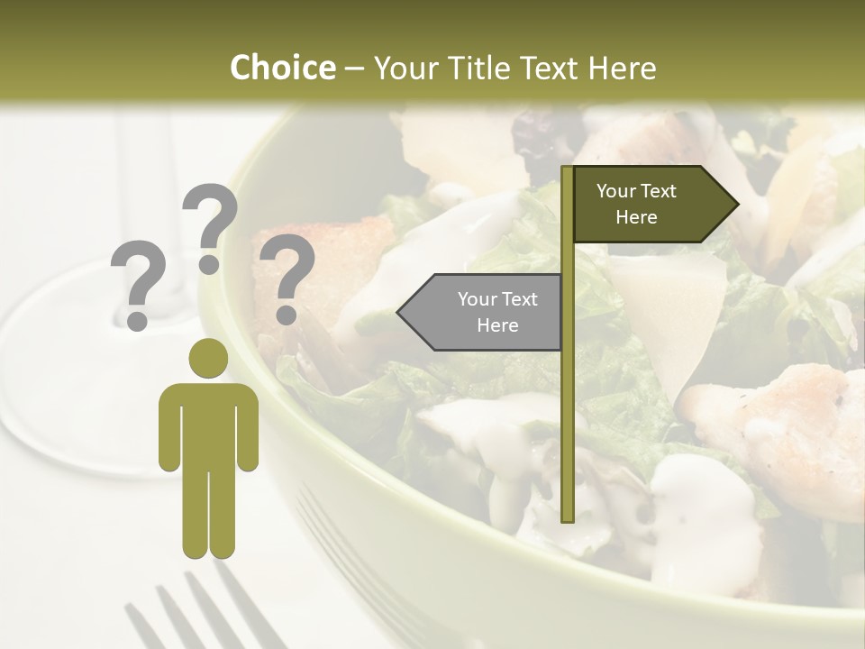 A Green Bowl Filled With Salad Next To A Glass Of Wine PowerPoint Template