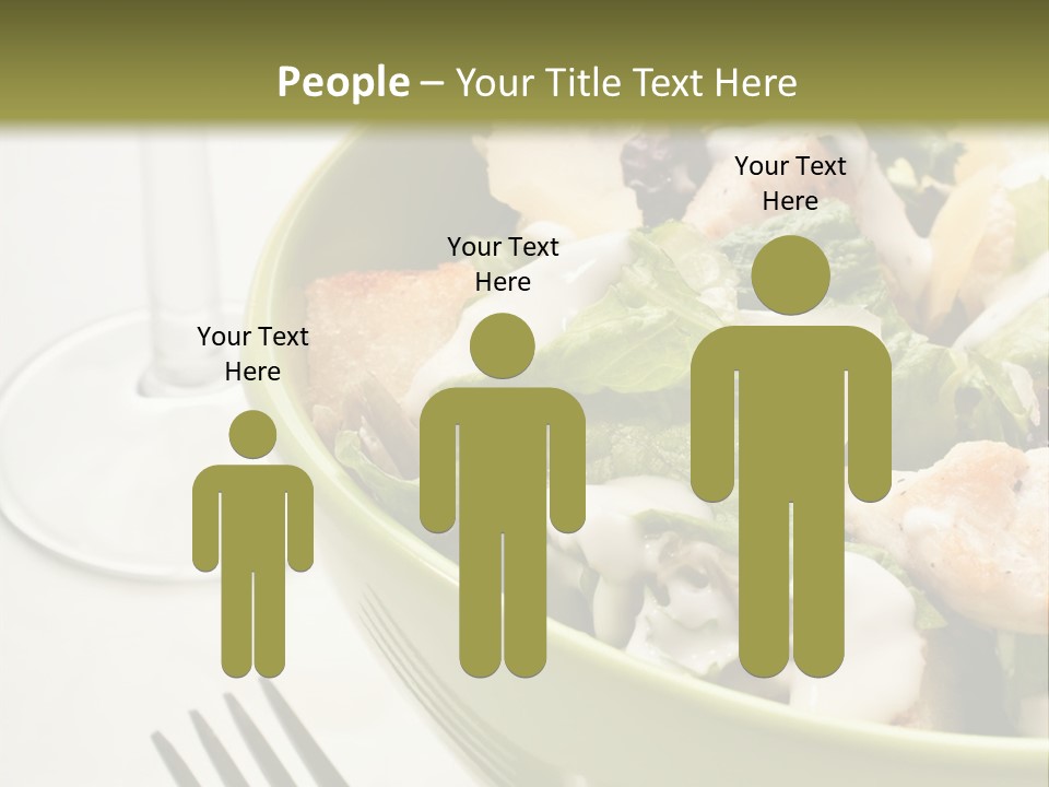 A Green Bowl Filled With Salad Next To A Glass Of Wine PowerPoint Template
