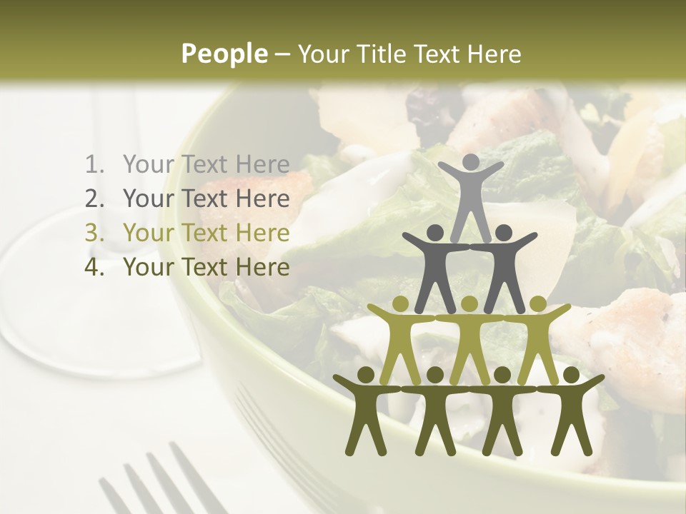 A Green Bowl Filled With Salad Next To A Glass Of Wine PowerPoint Template
