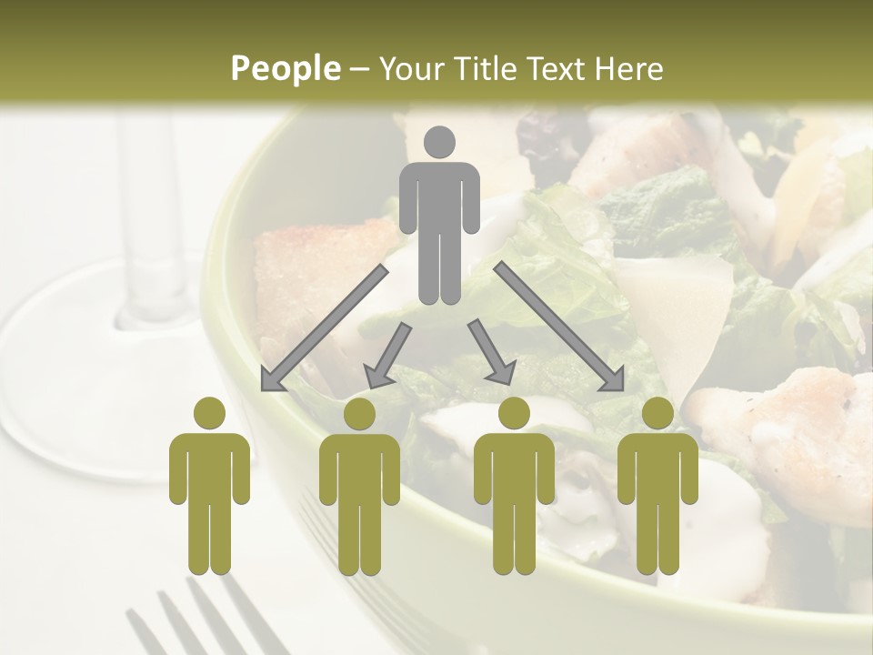 A Green Bowl Filled With Salad Next To A Glass Of Wine PowerPoint Template