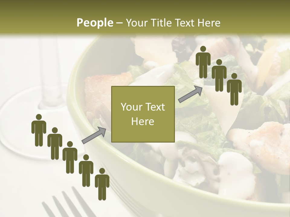 A Green Bowl Filled With Salad Next To A Glass Of Wine PowerPoint Template