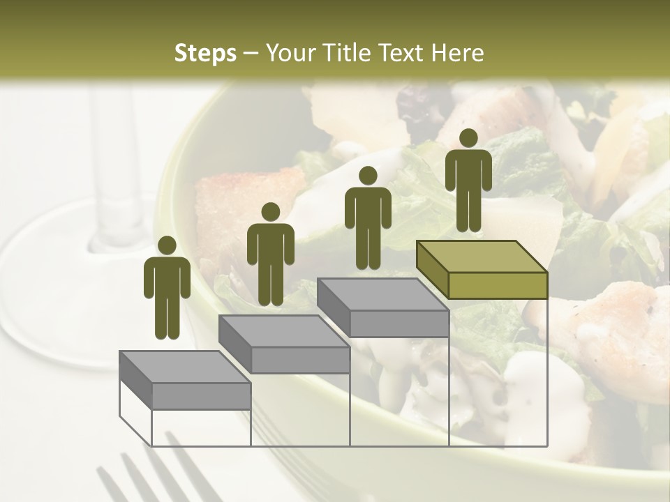 A Green Bowl Filled With Salad Next To A Glass Of Wine PowerPoint Template