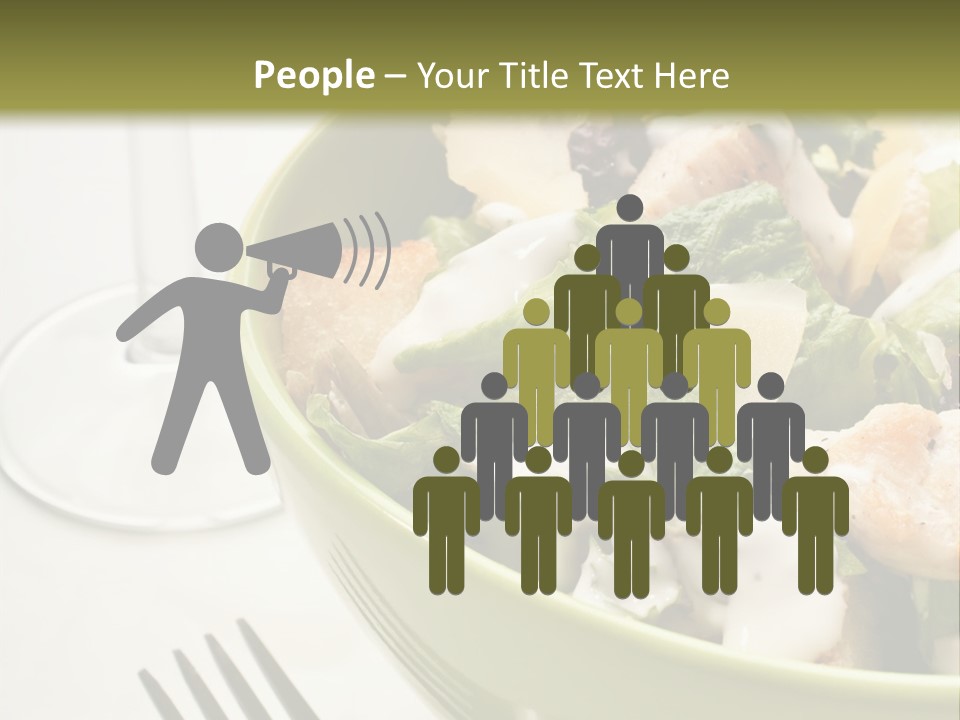 A Green Bowl Filled With Salad Next To A Glass Of Wine PowerPoint Template