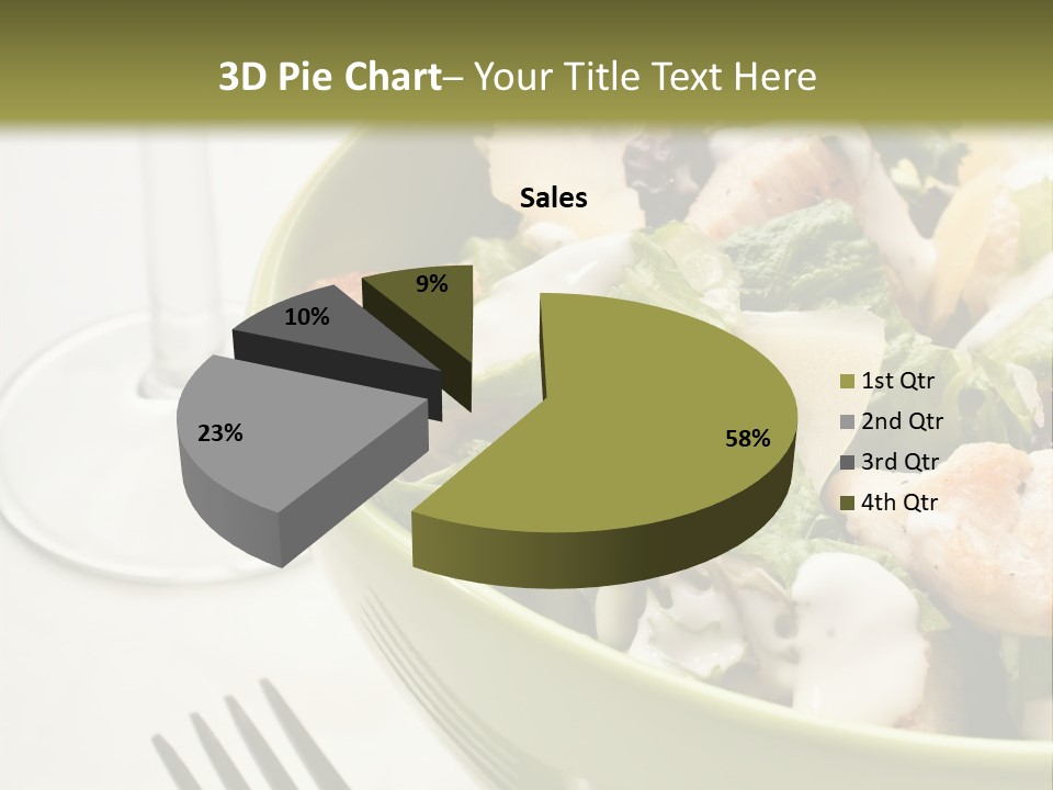 A Green Bowl Filled With Salad Next To A Glass Of Wine PowerPoint Template